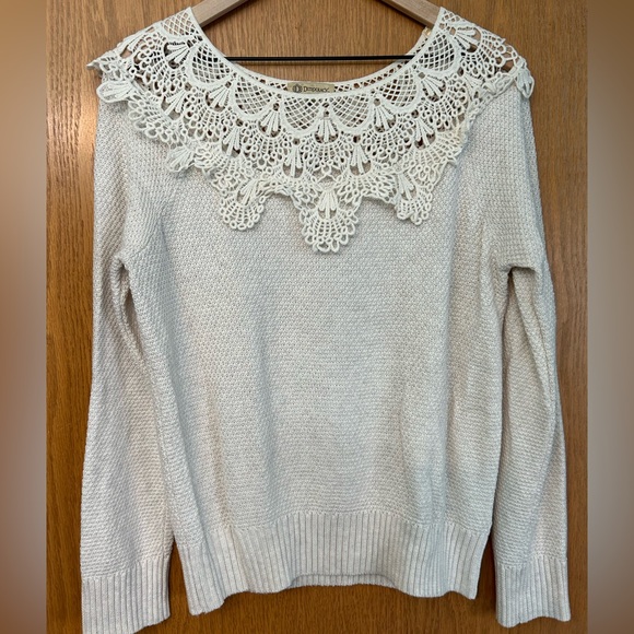 Democracy crochet sweater Large long sleeve top knit sweater lace crochet detail - Picture 4 of 14